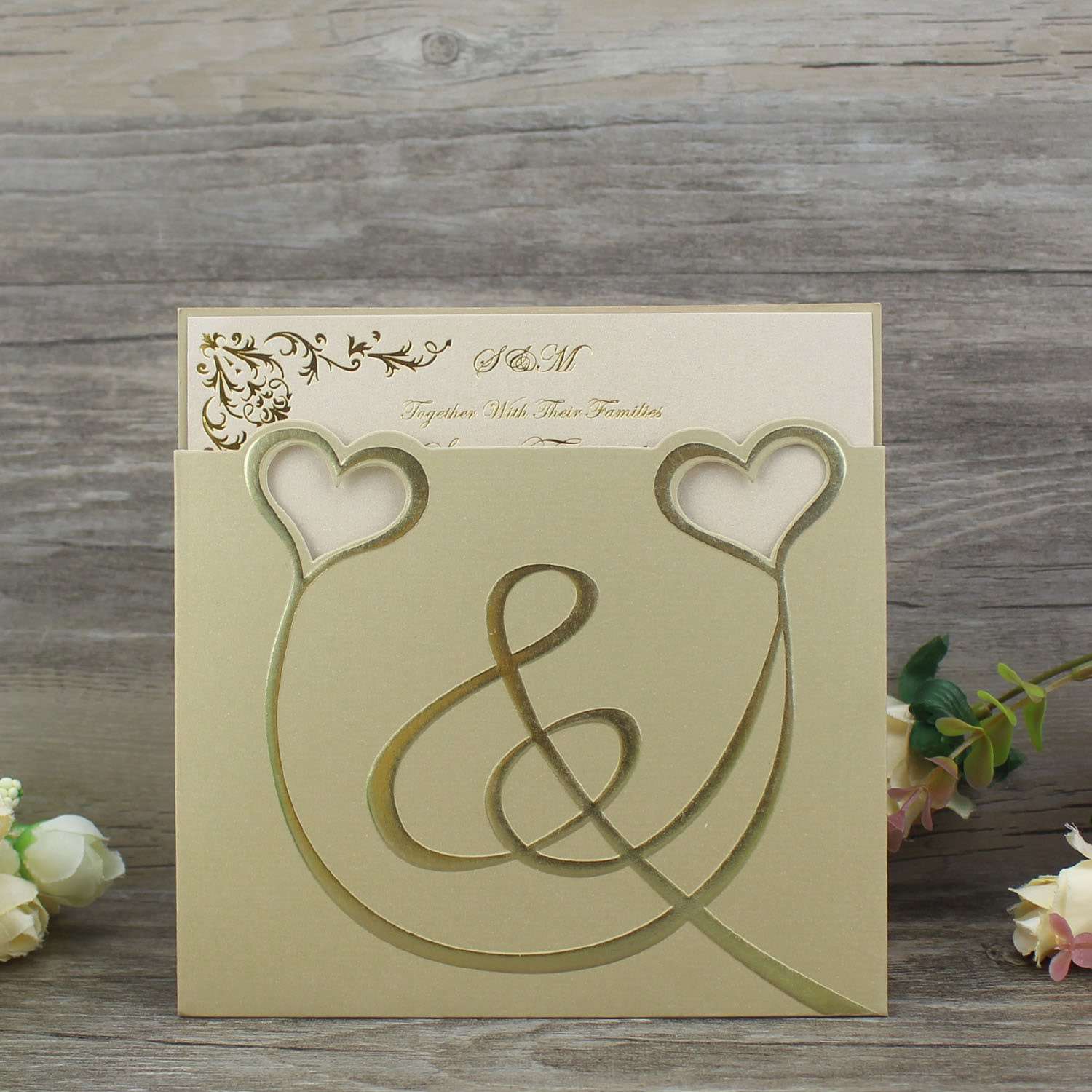 Gold Wedding Invitation Pocket Invitation Cheap Card Wholesale